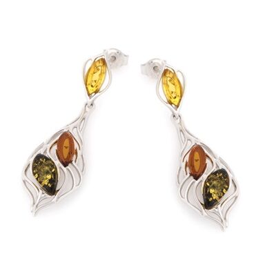 BOUCLES D'OREILLES ARGENT AMBRE ref: SA3697EOR