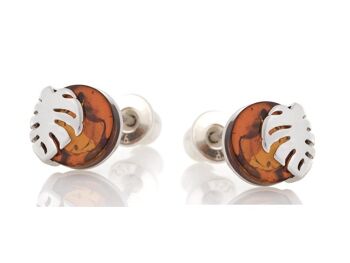 BOUCLES D'OREILLES ARGENT AMBRE ref: SA3789EOR