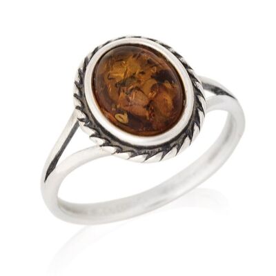 AMBER SILVER RING ref: GDP38