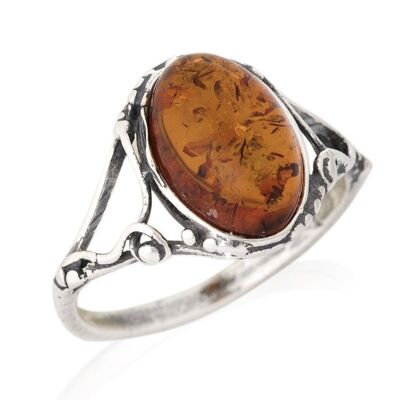 AMBER SILVER RING ref: GDP5
