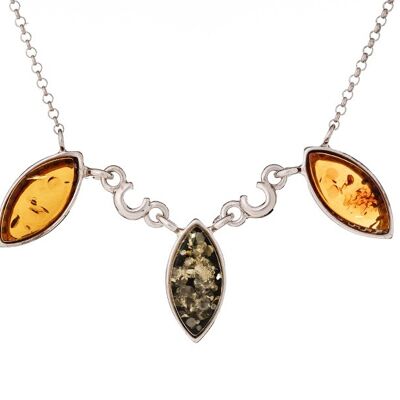 AMBER SILVER NECKLACE ref: KL825-44NR