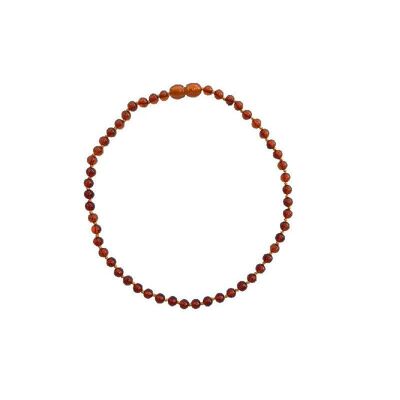 Collana baby con pallina d'ambra cognac, chiusura a clip, lunghezza 32 - 33 cm - NB20-CLIP