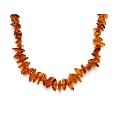 Collar infantil con chips de ámbar y coñac, cierre de rosca, longitud 32 - 33 cm - NB33