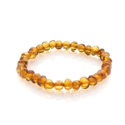 Children's bracelet with natural cognac amber from the Baltic Sea, length 12-13 cm - AKB1
