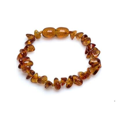 Bracciale baby con chips di ambra cognac, chiusura a vite, lunghezza 12-13 cm - GAB2