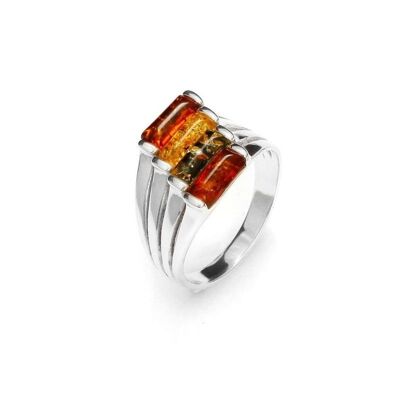 BAGUE ARGENT AMBRE ref: GI-BA029M