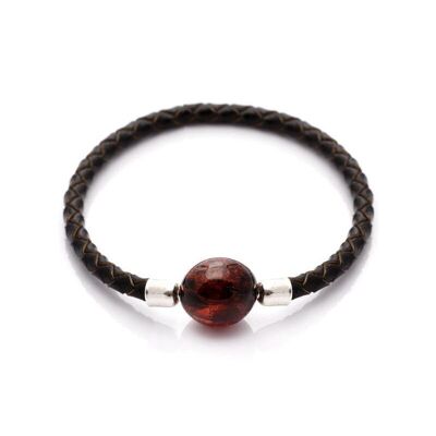 Bracelet avec ambre cognac naturel de la mer Baltique, longueur 19 cm - ALCB1