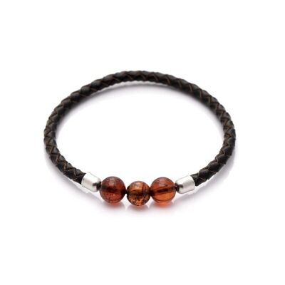 Bracelet with natural cognac amber from the Baltic Sea, length 19 cm - ALCB2