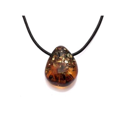 Necklace with natural cognac amber from the Baltic Sea, length 42-45 cm - ALCN2