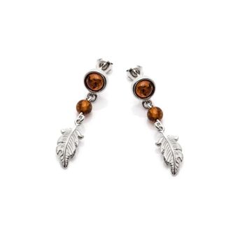 BOUCLE D'OREILLE ARGENT AMBRE ref: KM933KR