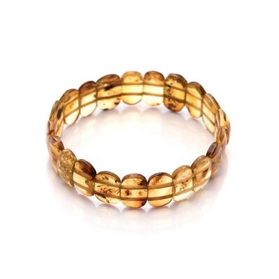Pulsera de oblea con oblea de ámbar coñac natural, longitud 21 cm - NBR34-1