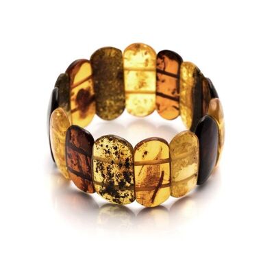 Bracelet plaquette avec ambre multicolore naturel plaquette, longueur 21 cm - NBR34M