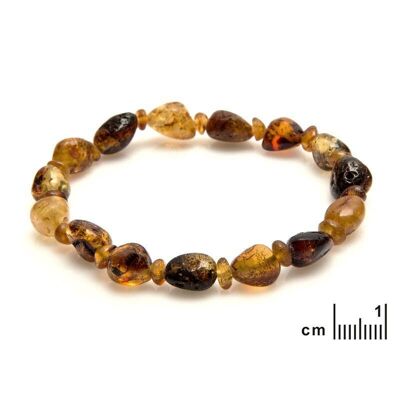 Bracelet avec ambre multicolore naturel de la mer Baltique, longueur 19 cm - AKBAB01M