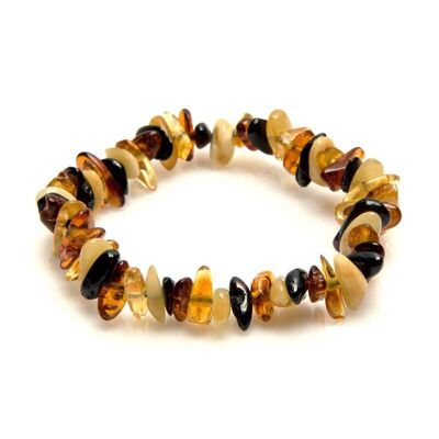 Bracciale con scaglie di ambra naturale multicolore del Mar Baltico, lunghezza 19 cm - ASB17M