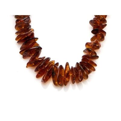 Collana con scaglie di ambra cognac naturale del Mar Baltico, lunghezza 50 cm - NB32