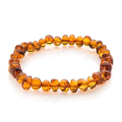Pulsera con ámbar coñac natural del Mar Báltico, longitud 19 cm - KMBAC107