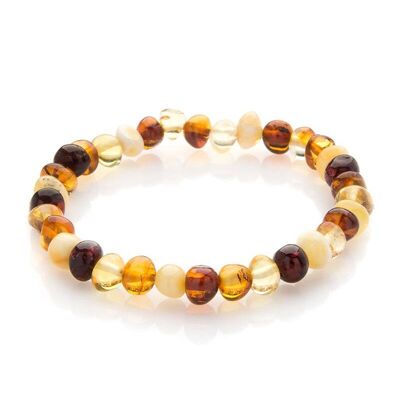 Bracelet avec ambre multicolore naturel de la mer Baltique, longueur 19 cm - KMBAMIX105