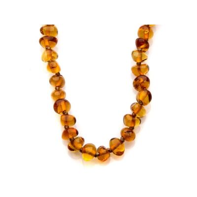 Collar con ámbar coñac natural del Mar Báltico, longitud 45 cm - KMBNC107