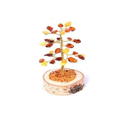 8cm Tree of Happiness in Amber and Birch Wood - ADV1