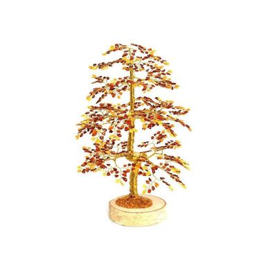 Tree of happiness 40 cm in amber (1008 petals) and birch wood - ADV6