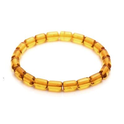 Bracelet avec ambre cognac cylindrique, longueur 18-19 cm - NBR43