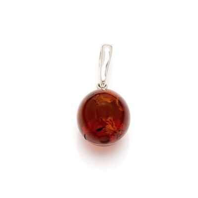 Colgante con bola de ámbar coñac, en plata rodiada 925/1000, altura 1+1 cm - GDW9R