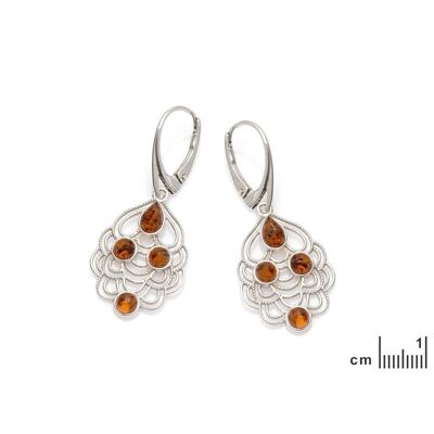 BOUCLE D'OREILLE ARGENT AMBRE ref: MGK270-1R