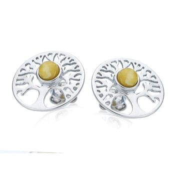 BOUCLE D'OREILLE ARGENT AMBRE ref: AJK5-1176WR