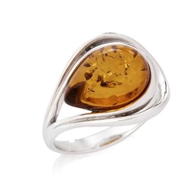 BAGUE ARGENT AMBRE ref: GI-BA033