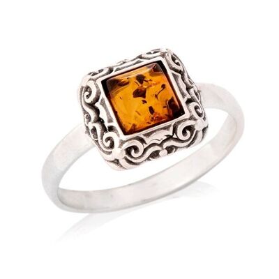 AMBER SILVER RING ref: GI-BA032