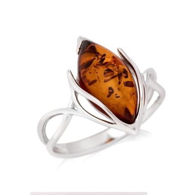 BAGUE ARGENT AMBRE ref: SA3699ROR