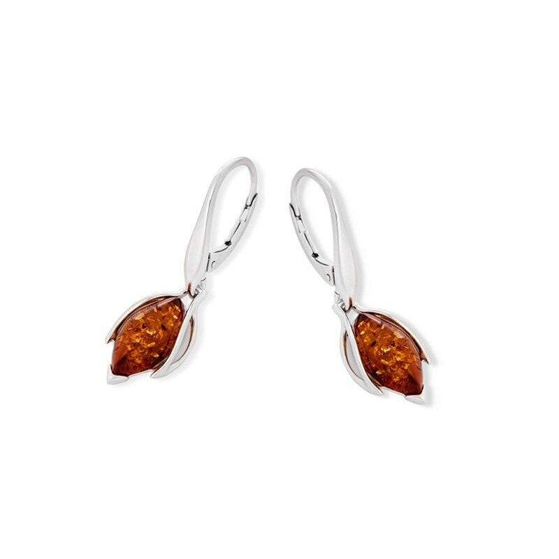 Ohrringe mit natürlichem Cognac-Bernstein, aus rhodiniertem Silber 925/1000 – SA3699EOR
