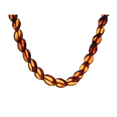Collana con ambra cognac naturale del Mar Baltico, lunghezza 45 cm - NB14