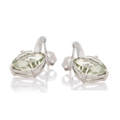 Orecchini con ametista naturale cuscino verde, in argento 925/1000 rodiato - CJF-BO026-AMV