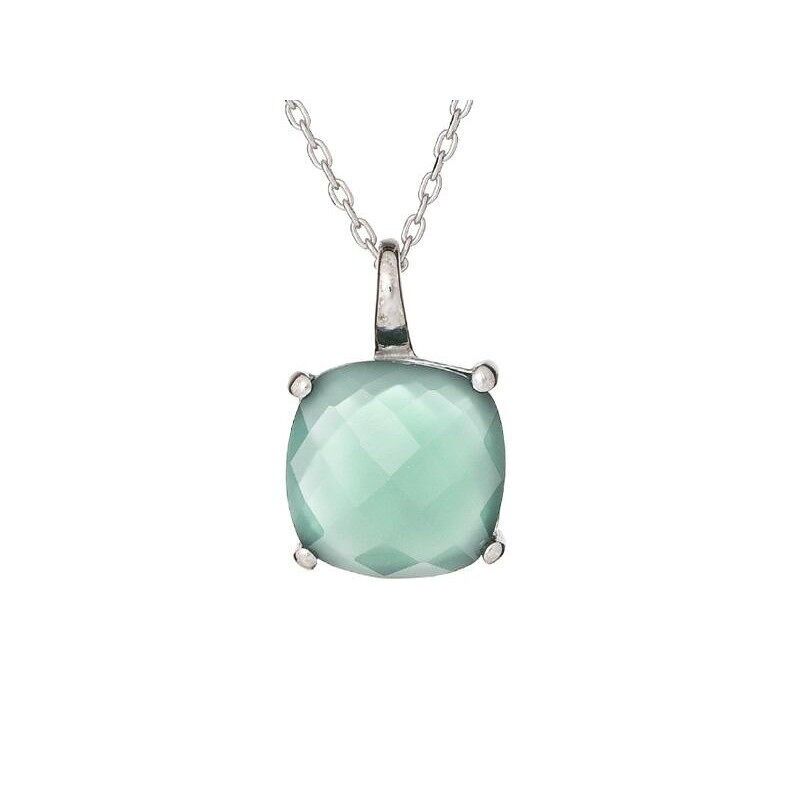 Collana con cuscino ametista verde, in argento 925/1000 rodiato, lunghezza 42+3 cm - CJF-CL026-AMV