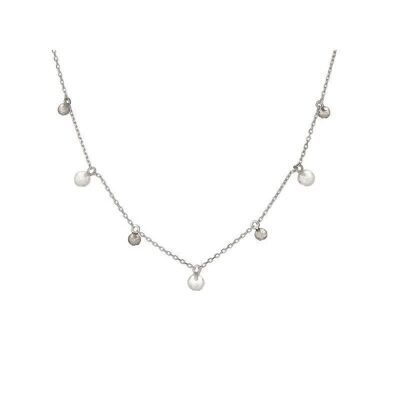 Collar con piedra de luna y labradorita, en plata rodiada 925/1000, 40+3cm - CJF-CL030-1