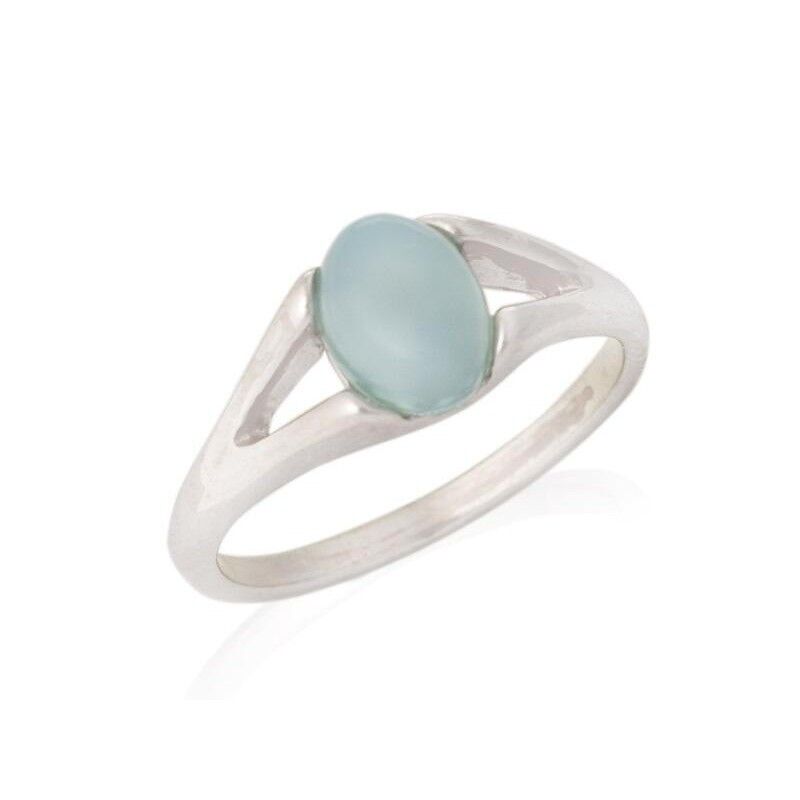 Ring with natural aqua tinted agate, in rhodium silver 925/1000 - CKL-BA009-AA