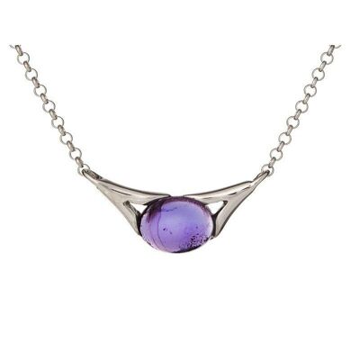 Collar con ágata aguamarina natural teñida, plata rodiada 925/1000, longitud 40 + 3 cm - CKL-CL009-AA