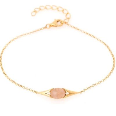 BRACELET QUARTZ ROSE ARGENT DORE ref: CKL-BR009-QR-D
