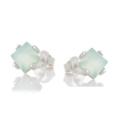 Orecchini con agata acqua naturale colorata, in argento rodiato 925/1000 - CKM-BO003-AA