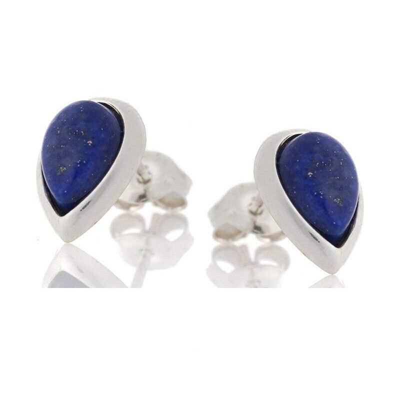 Pendientes con lapislázuli azul natural, en plata de rodio 925/1000 - CKM-BO008-LL