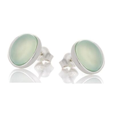 Orecchini con agata acqua naturale colorata, in argento rodiato 925/1000 - CKM-BO010-AA