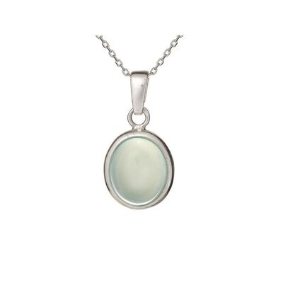 Pendant with oval aqua-tinted agate, rhodium-plated silver 925/1000, height 1.5+0.8 cm - CKM-PE010-AA