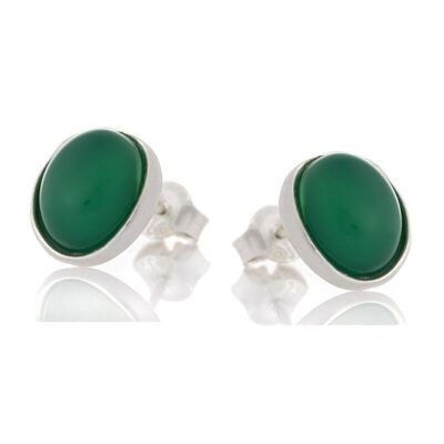 Pendientes con ágata natural teñida de verde, en plata rodiada 925/1000 - CKM-BO010-AGV