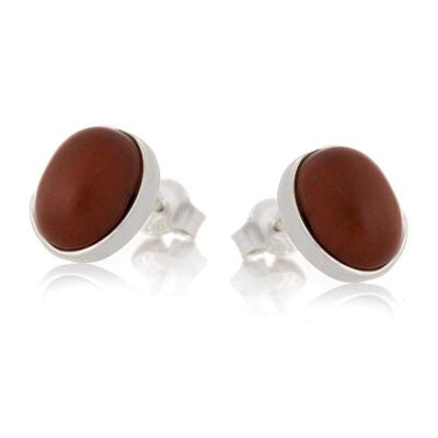Earrings with natural red jasper, in rhodium-plated silver 925/1000 - CKM-BO010-JR
