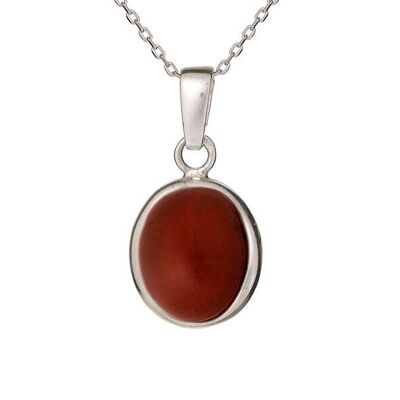 PENDENTIF JASPE NATURELLE ROUGE ARGENT ref: CKM-PE010-JR