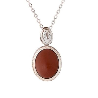 COLGANTE PLATA JASPE NATURAL ROJO ref: CKM-PE012-JR