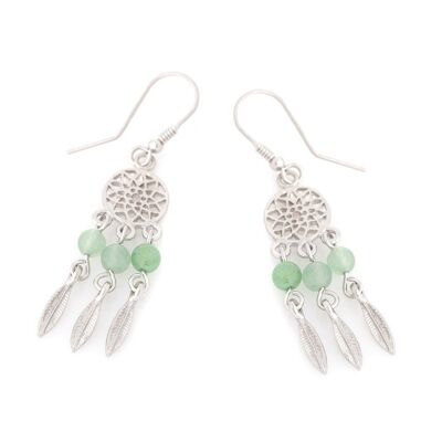 BOUCLES D'OREILLES AVENTURINE ARGENT ref: CKM-BO013-AV