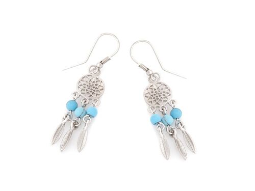 BOUCLES D'OREILLES TURQUOISE ARGENT ref: CKM-BO013-TQ