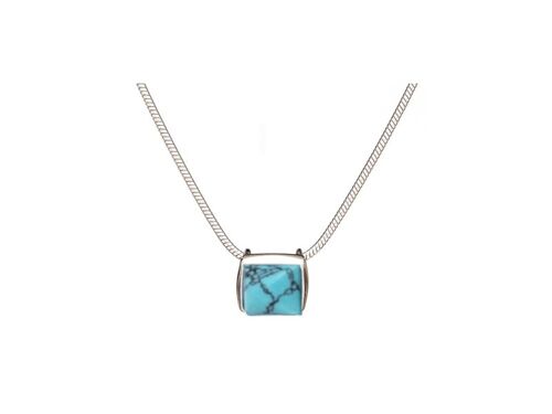 COLLIER TURQUOISE RECONSTITUEE ARGENT ref: CSA-CL013-TQ
